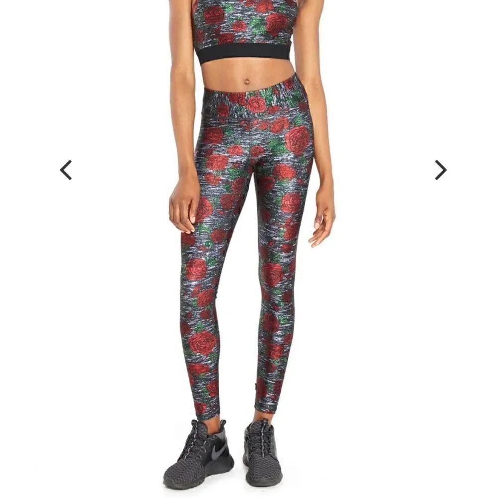 Terez Red Roses and gray leggings